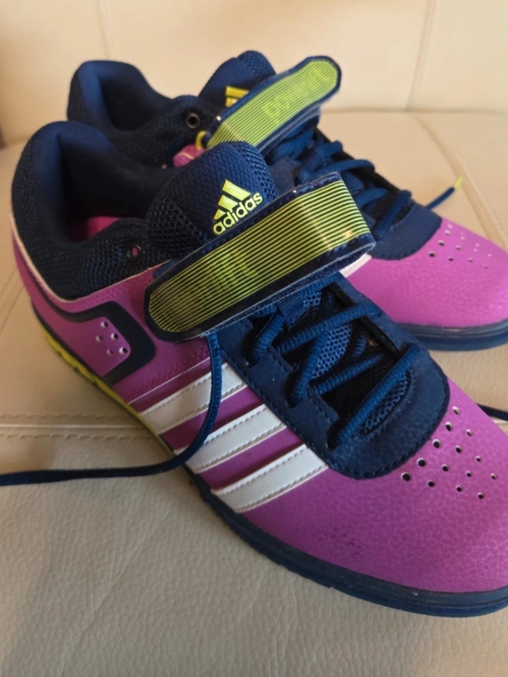 adidas Kids Pink and Navy Sneakers with Lime Strap